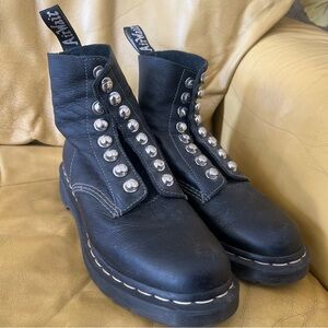 Dr Martens Black Leather Boots with Silver Accents